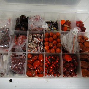 Amber loose gems beads heave box full